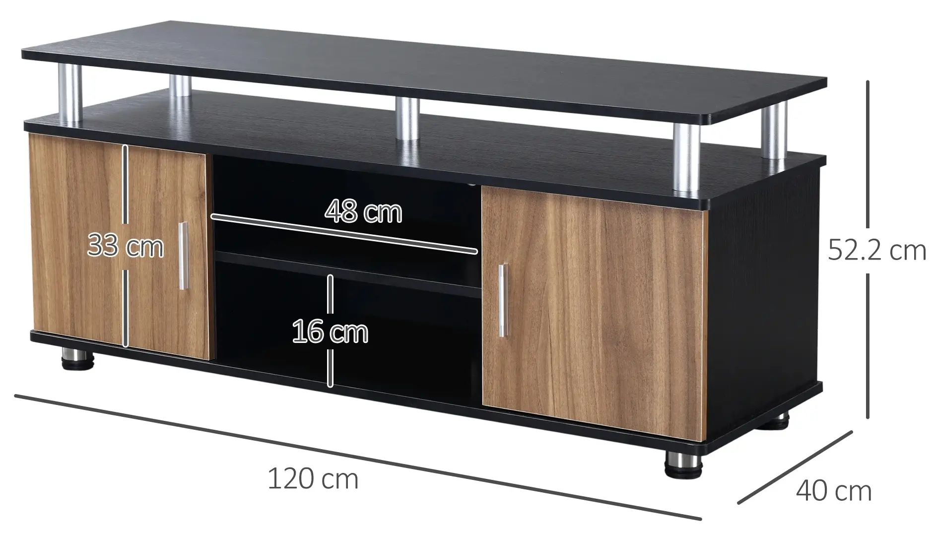 Tumba pentru TV Homcom 833-361 (Black/Walnut) - 2