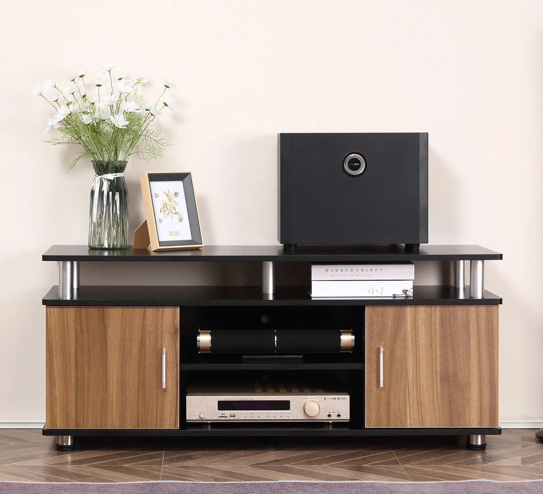 Tumba pentru TV Homcom 833-361 (Black/Walnut) - 4