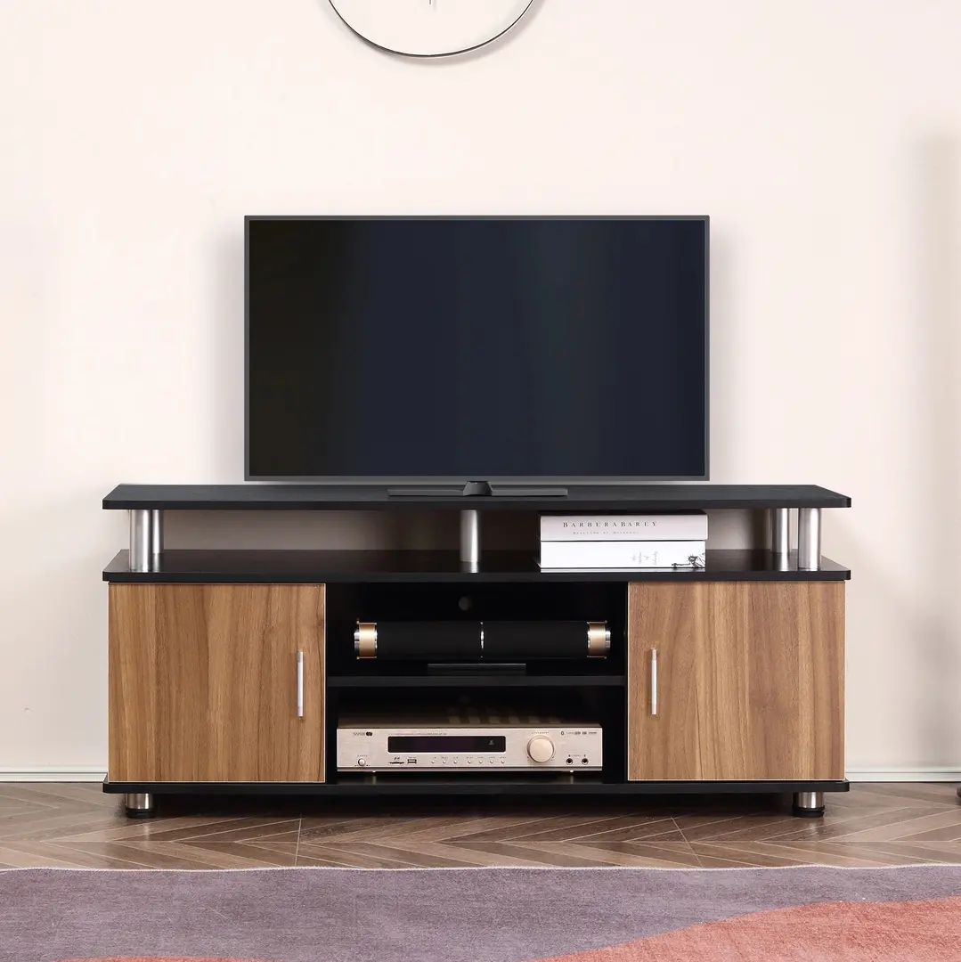 Tumba pentru TV Homcom 833-361 (Black/Walnut)