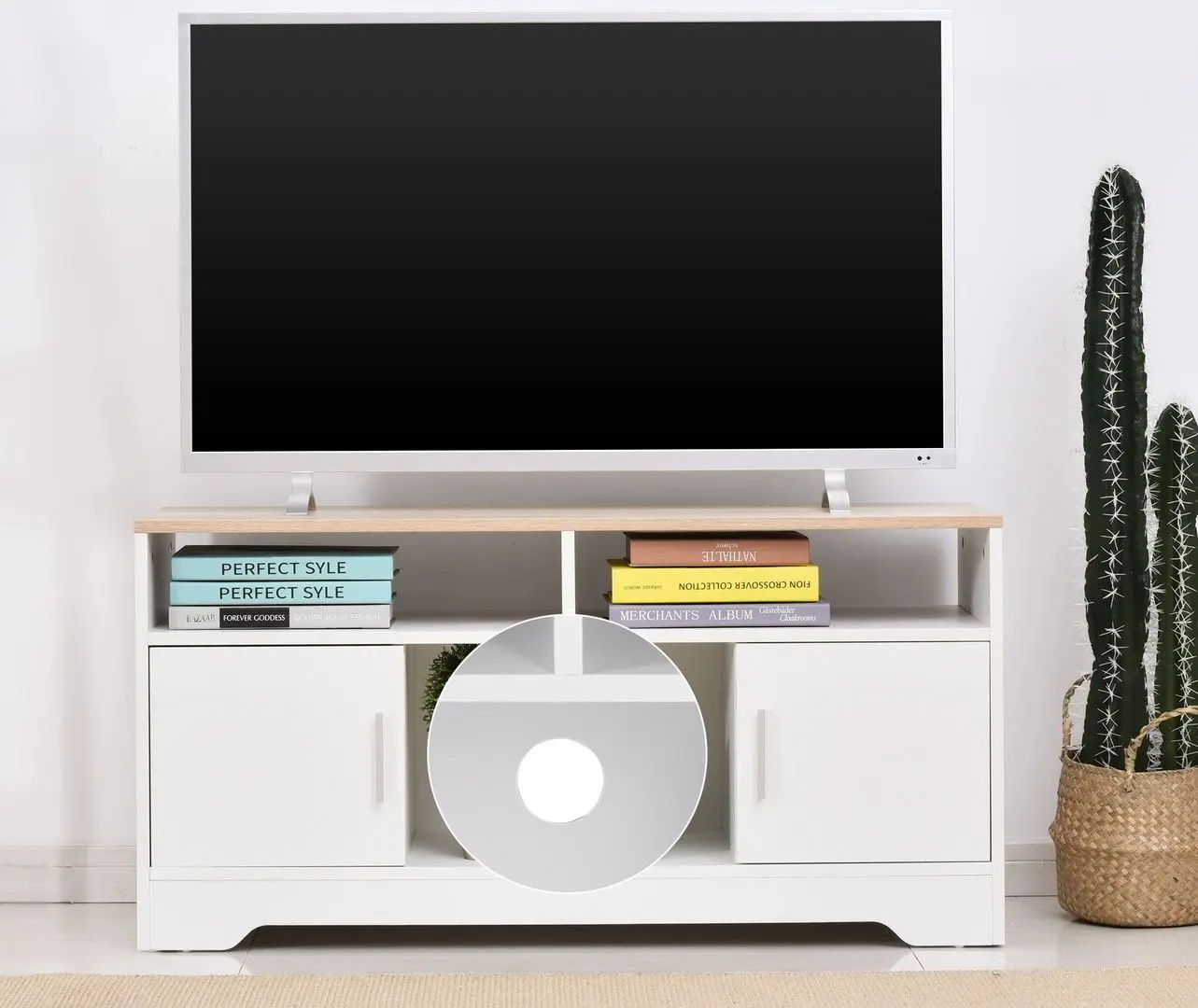 Тумба РТВ Homcom 833-778 105x52x40 cm (White/Oak)