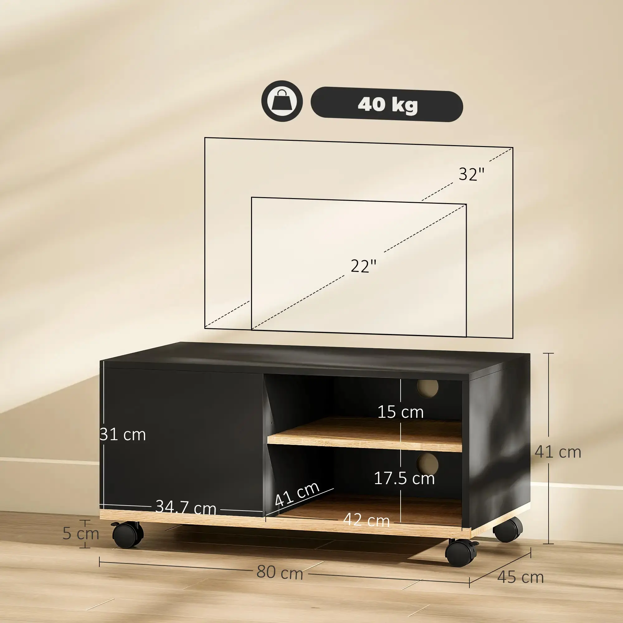 Тумба РТВ Homcom 833-948V01BK (Black) - 6