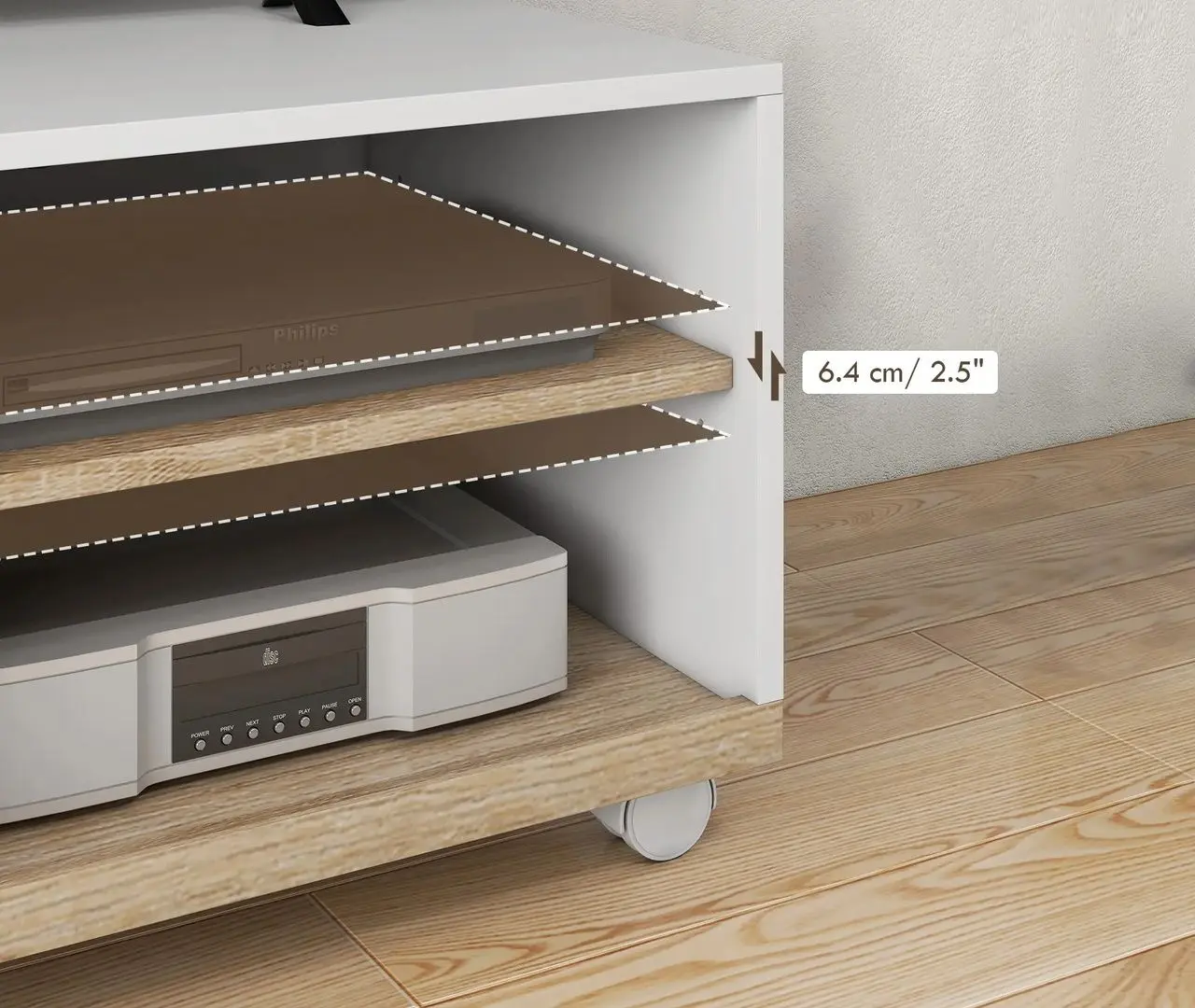 Тумба РТВ Homcom 833-948V01WT 80x45x39 cm (White/Oak)