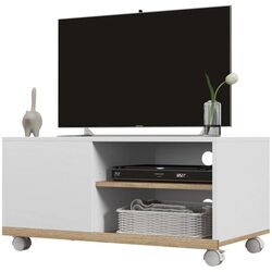 Тумба РТВ Homcom 833-948V01WT 80x45x39 cm (White/Oak) Thumb