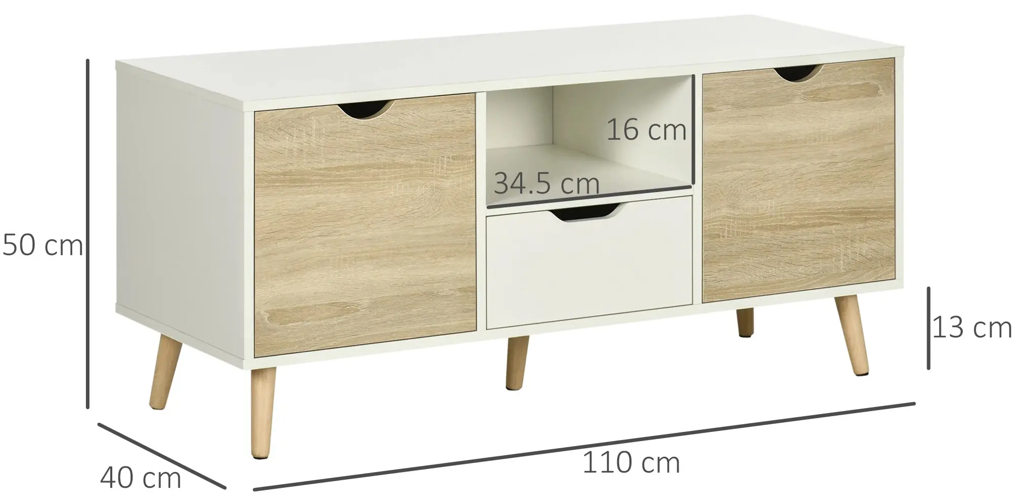 Тумба РТВ Homcom 838-180ND (White/Natural) - 4