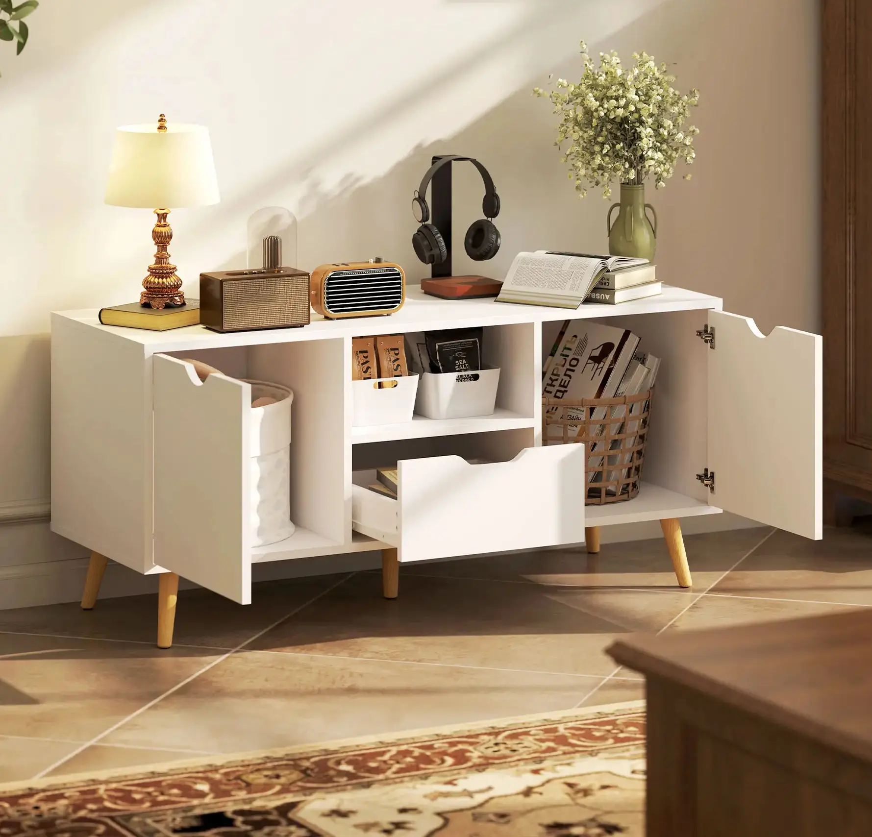 Tumba pentru TV Homcom 838-180V00WT (White) - 5