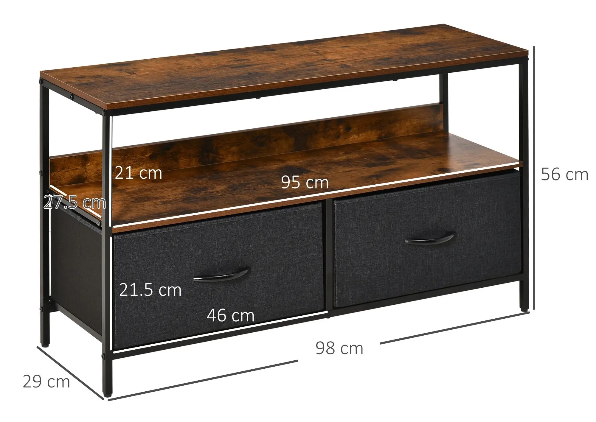 Тумба РТВ Homcom 839-071CG (Rustic Brown/Black) - 5