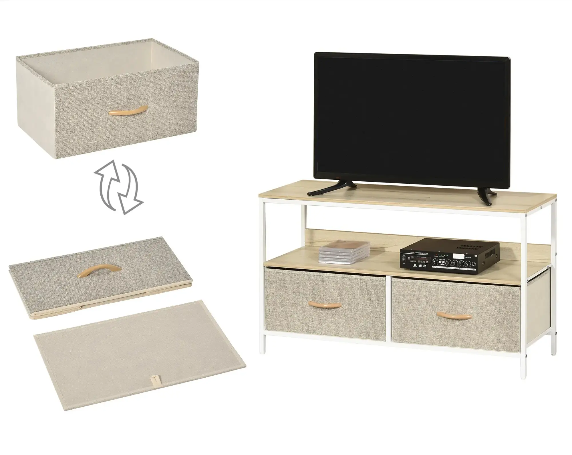 Тумба РТВ Homcom 839-071LG (Natura/Light Grey) - 5