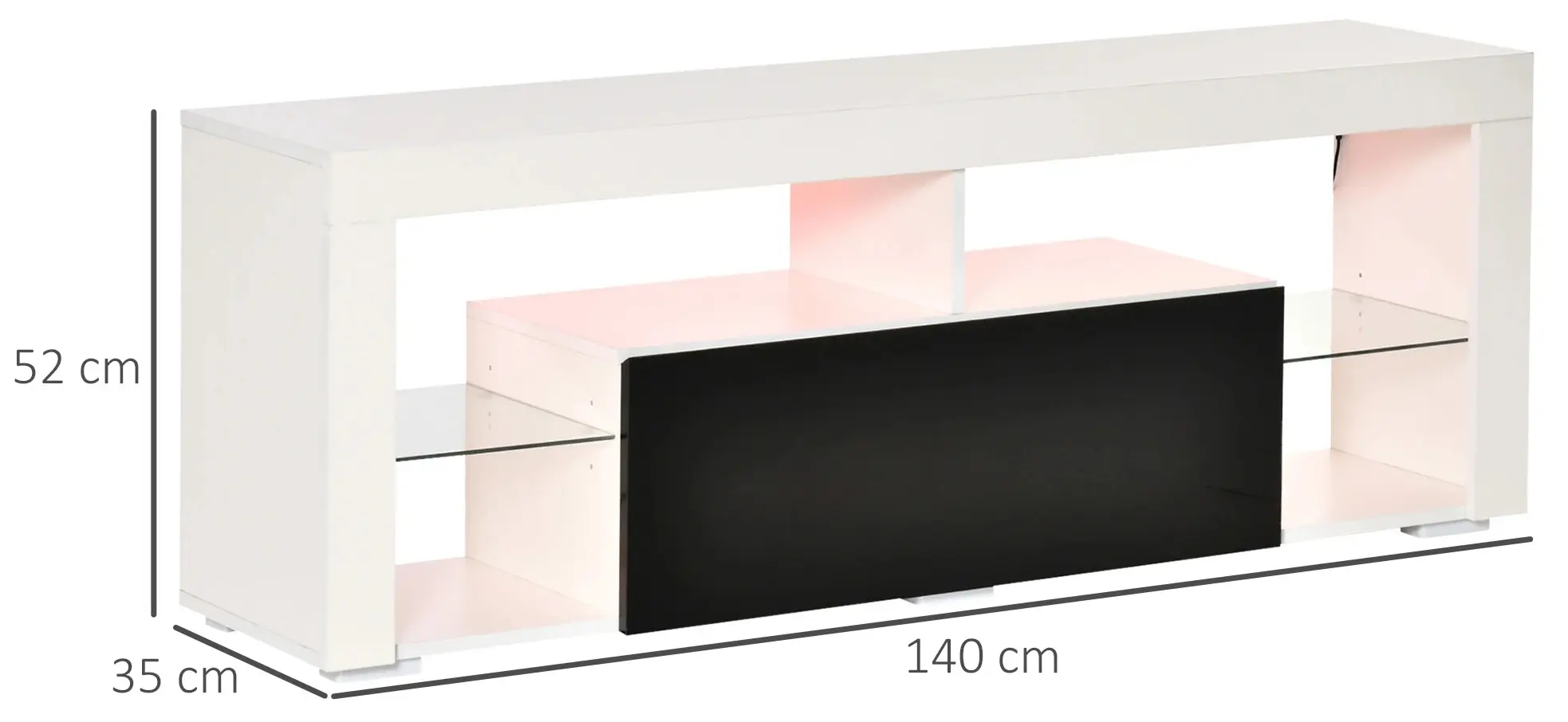 Tumba pentru TV Homcom 839-126V90BK (White/Black) - 3