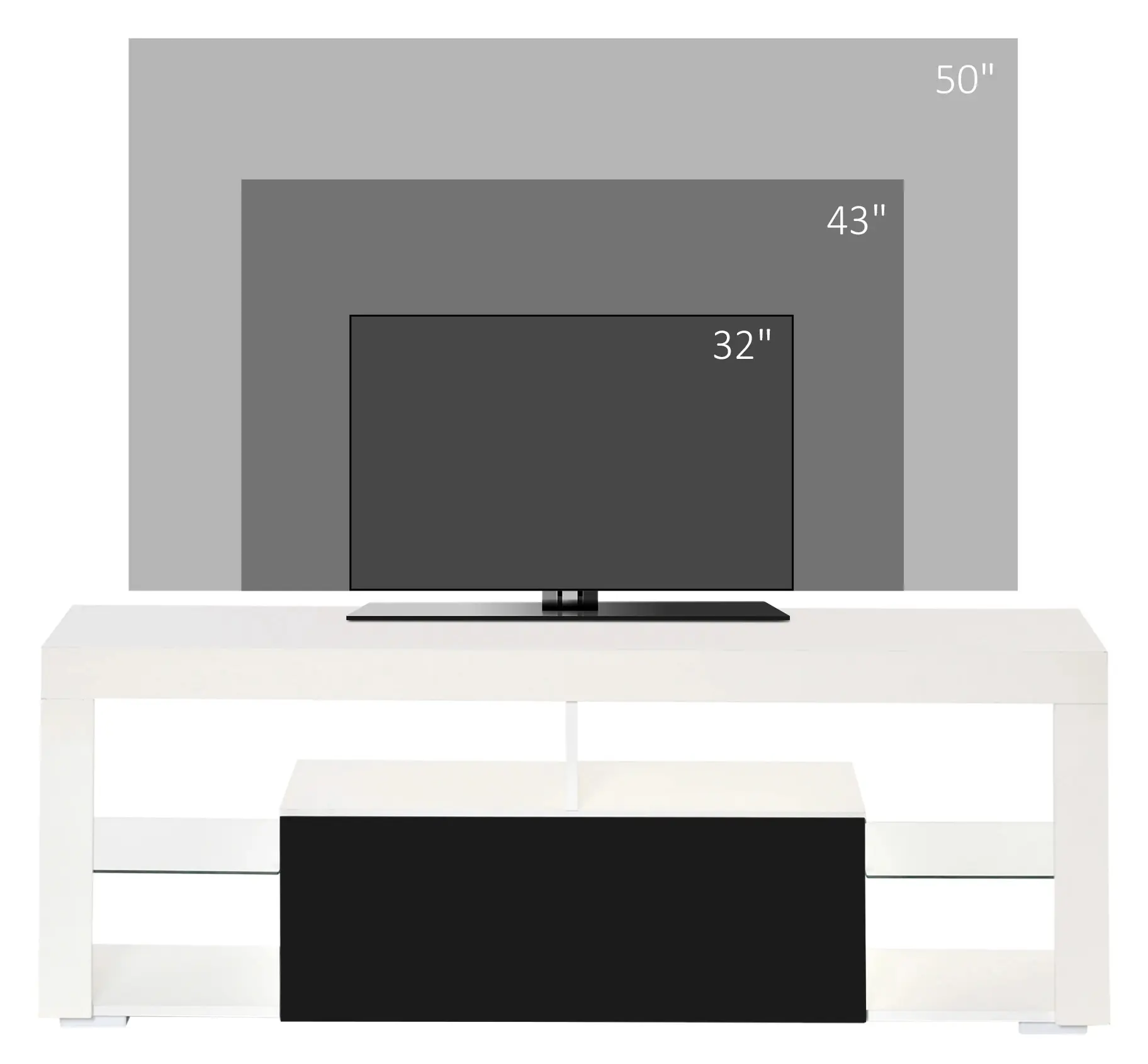 Tumba pentru TV Homcom 839-126V90BK (White/Black) - 4