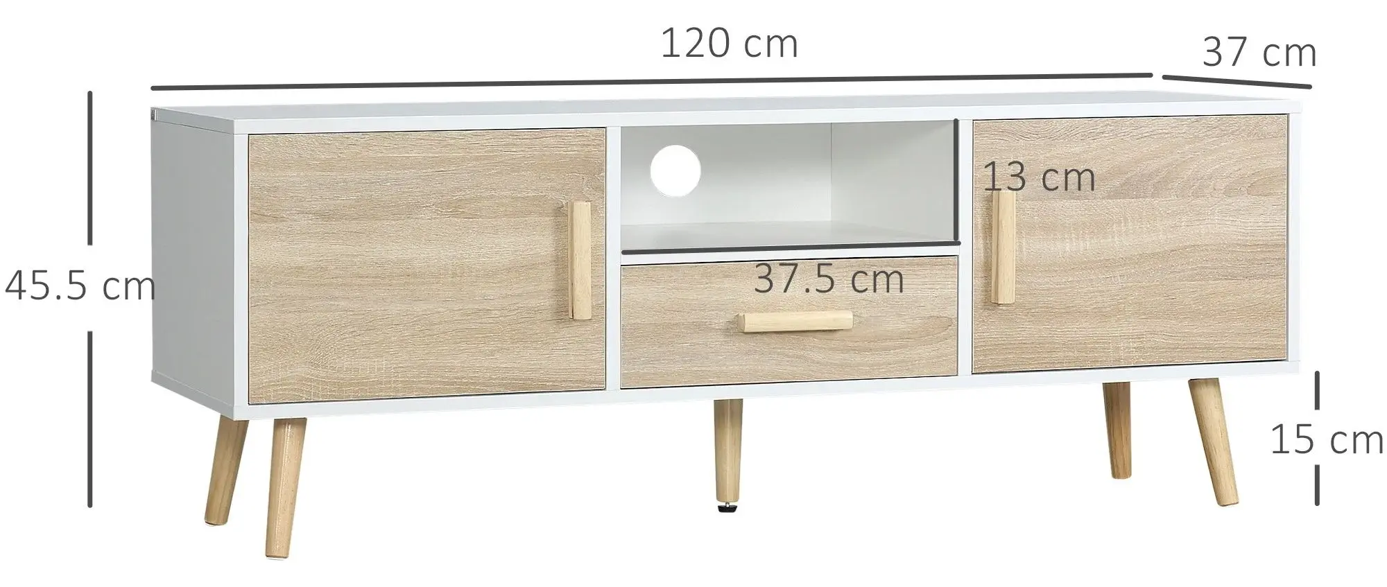 Тумба РТВ Homcom 839-139AK 120x37x45 cm (Oak/White) - 2
