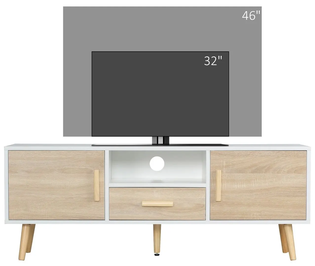 Тумба РТВ Homcom 839-139AK 120x37x45 cm (Oak/White) - 3