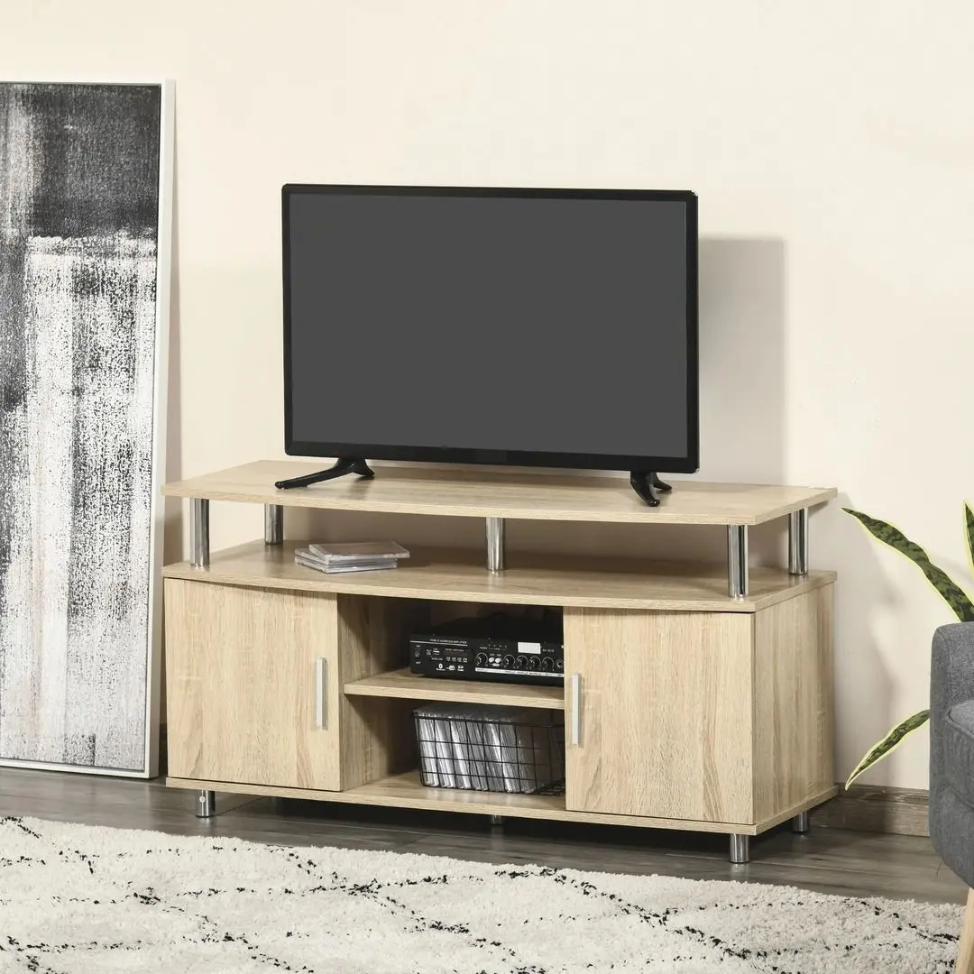 Tumba pentru TV Homcom 839-241AK 105x40x55 cm (Oak/Chrome)
