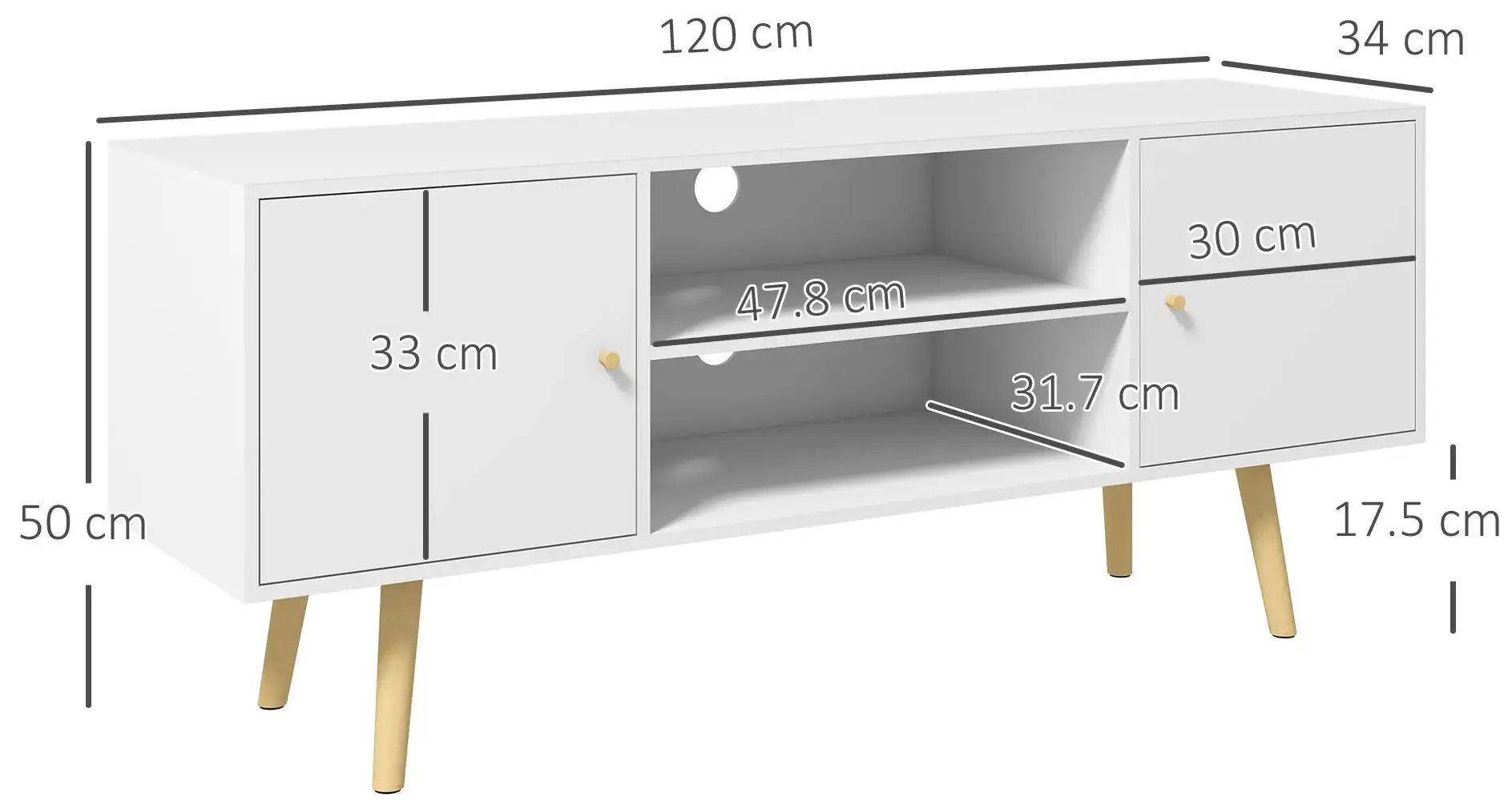 Тумба РТВ Homcom 839-281 (White) - 5