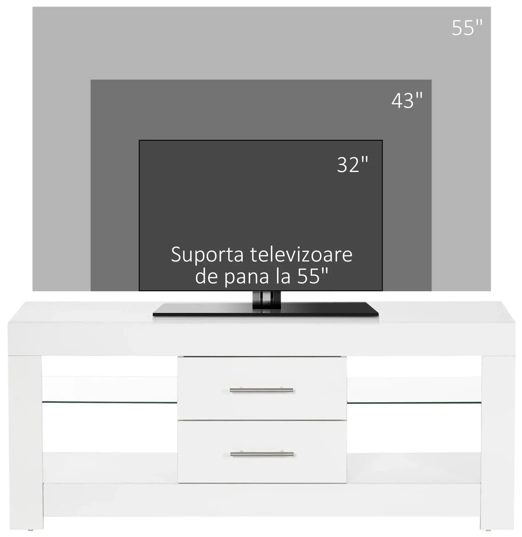 Tumba pentru TV Homcom 839-531V92WT (White) - 3