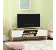 Tumba pentru TV Homcom 839-660V00AK 150x30x42 cm (Natural Oak/White)