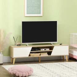 Тумба РТВ Homcom 839-660V00AK 150x30x42 cm (Natural Oak/White)