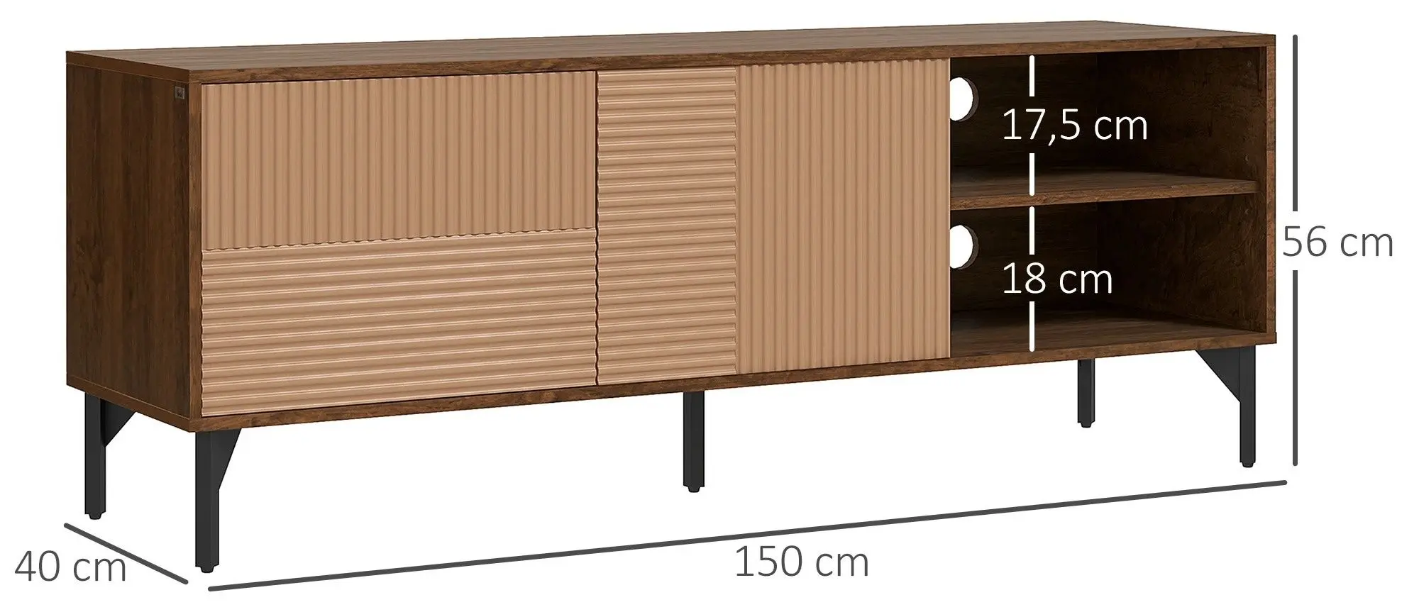 Тумба РТВ Homcom 839-665V80CF 150x56x40 cm (Brown/Black) - 2