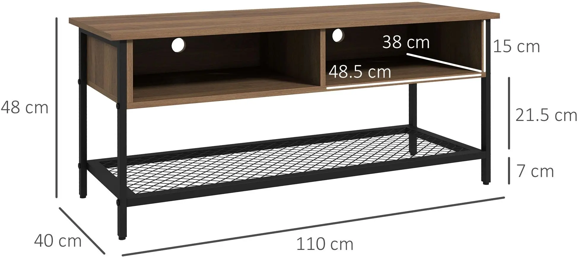 Tumba pentru TV Homcom 839-769V00BN 110x40x48 cm (Brown/Black) - 4