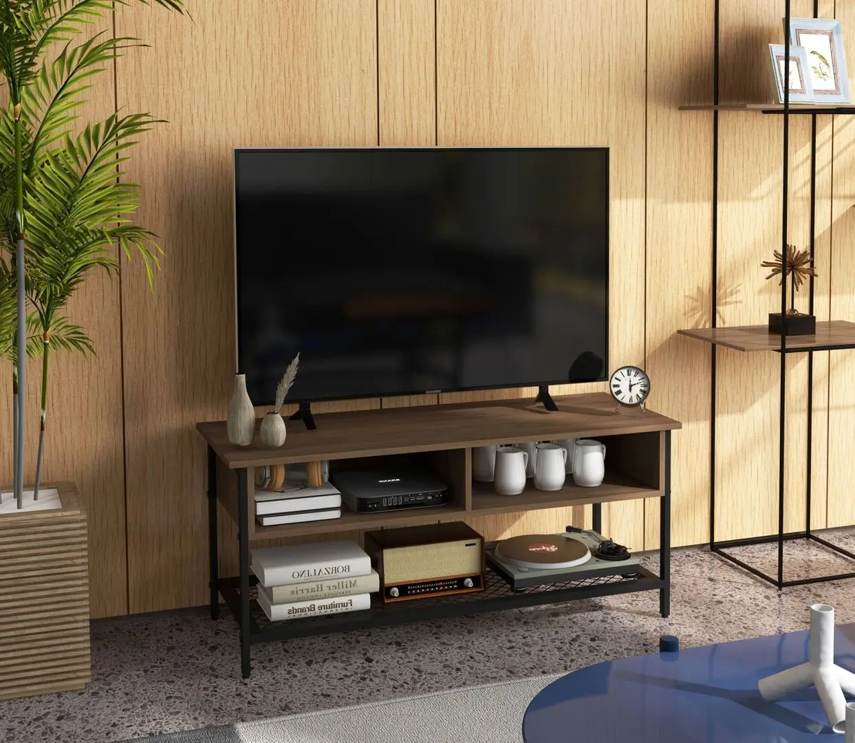 Tumba pentru TV Homcom 839-769V00BN 110x40x48 cm (Brown/Black)