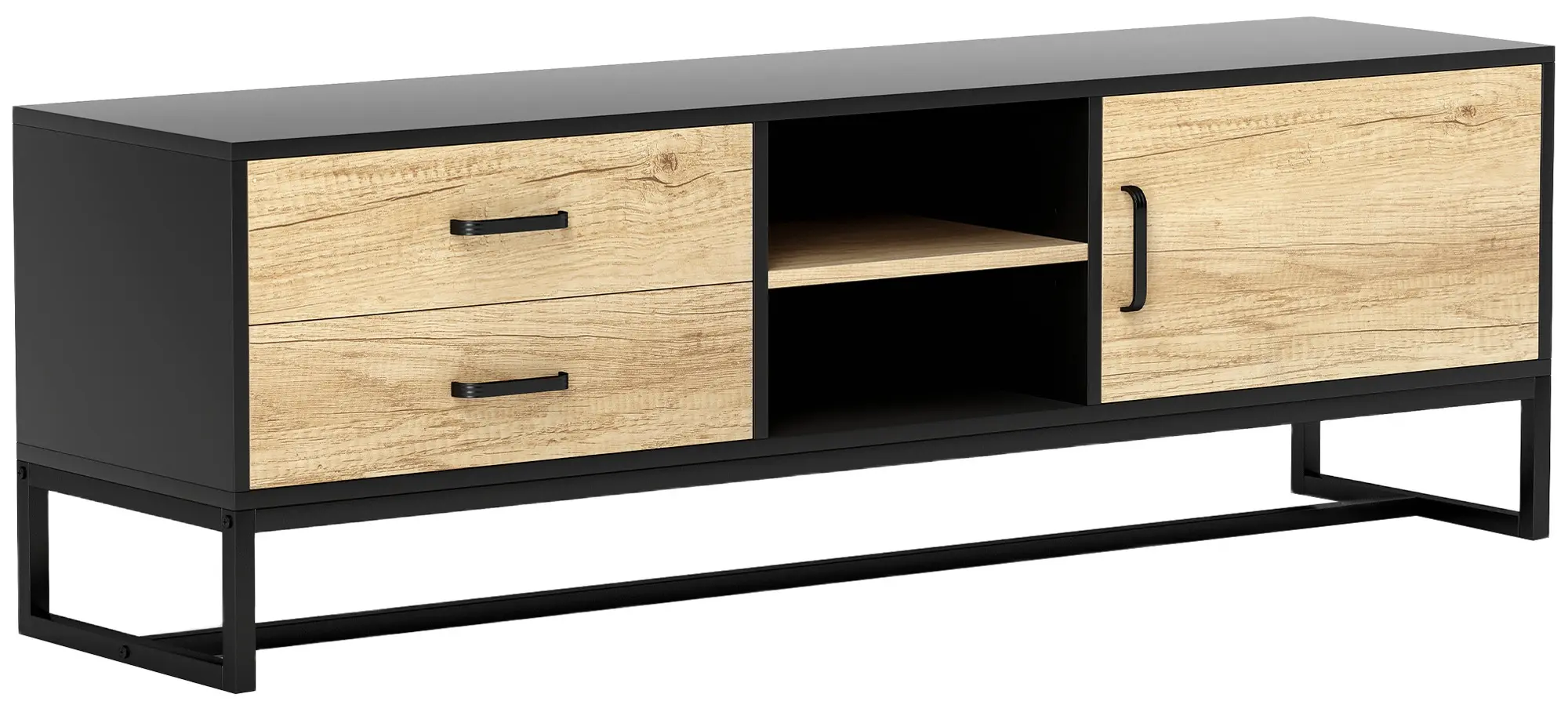 Tumba pentru TV Homcom 83B-140V00ND (Black/Natural) - 2