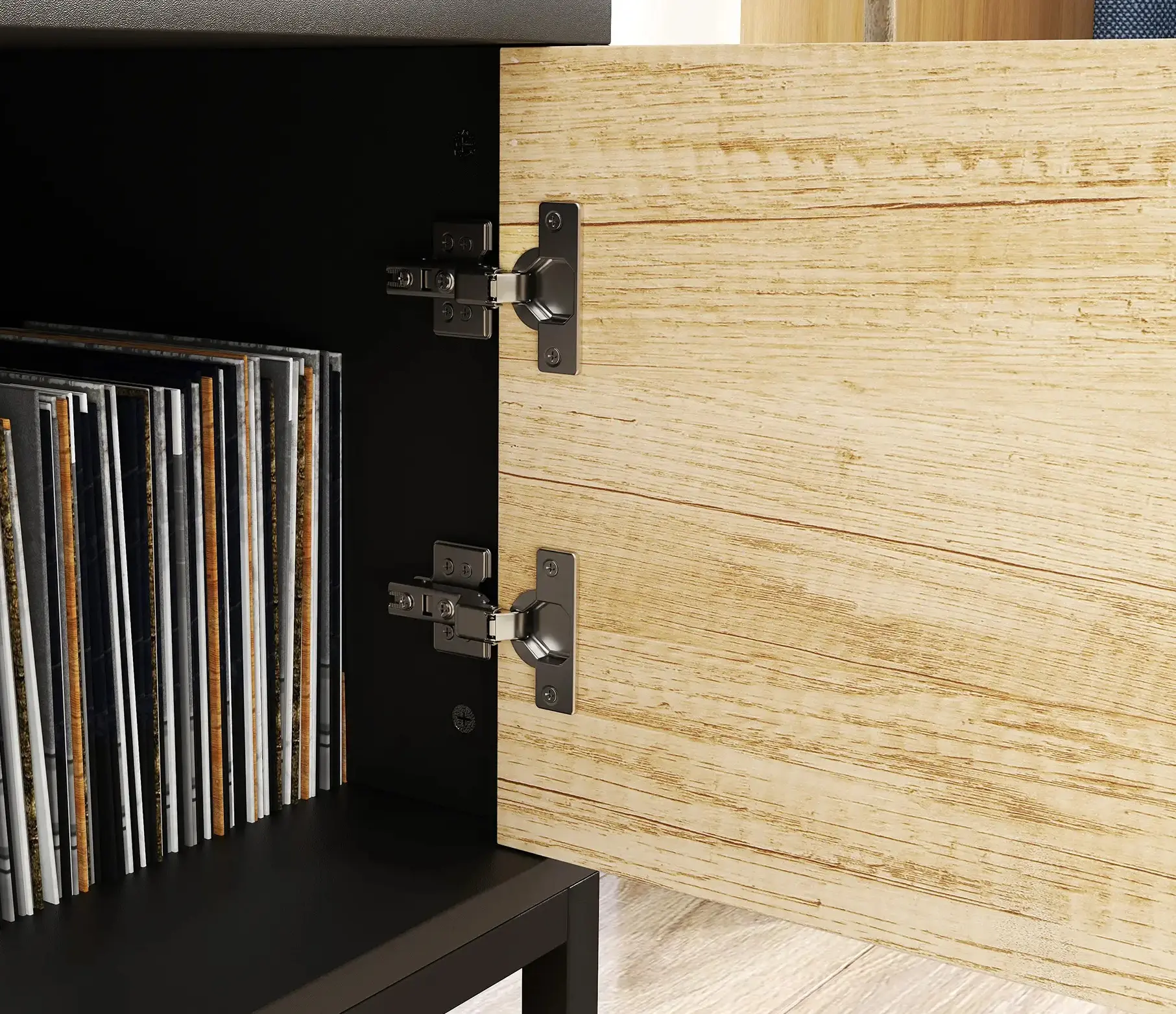 Tumba pentru TV Homcom 83B-140V00ND (Black/Natural) - 5