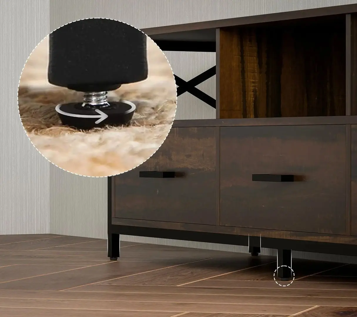 Тумба РТВ Homcom 83B-180V00RB 147x40x50 cm (Rustic Brown/Black)