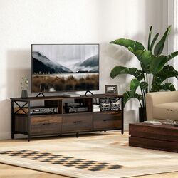 Tumba pentru TV Homcom 83B-180V00RB 147x40x50 cm (Rustic Brown/Black)