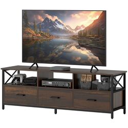 Тумба РТВ Homcom 83B-180V00RB 147x40x50 cm (Rustic Brown/Black) Thumb