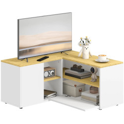 Тумба РТВ угловая Homcom 839-799V00WT (White/Oak) Thumb