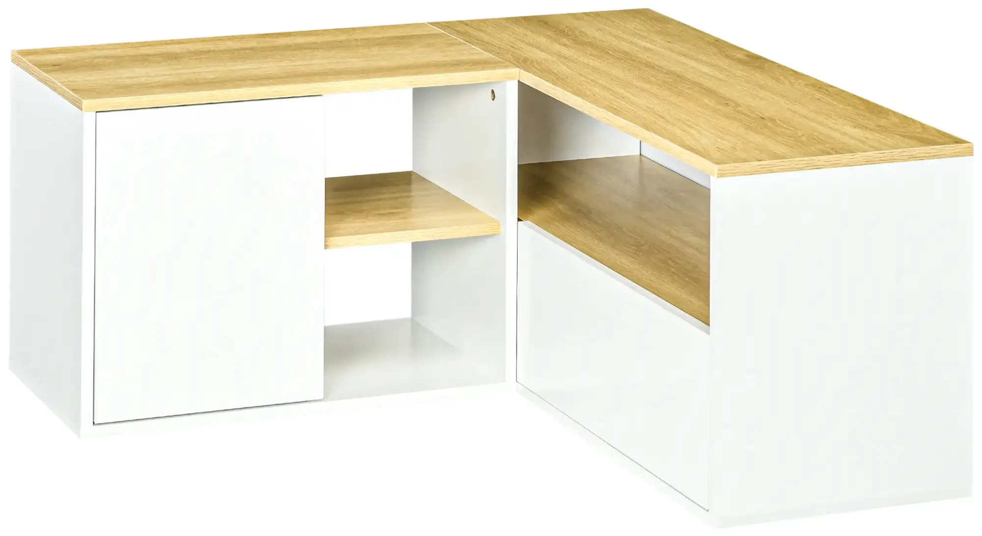 Тумба РТВ угловая Homcom 839-799V00WT (White/Oak) - 3