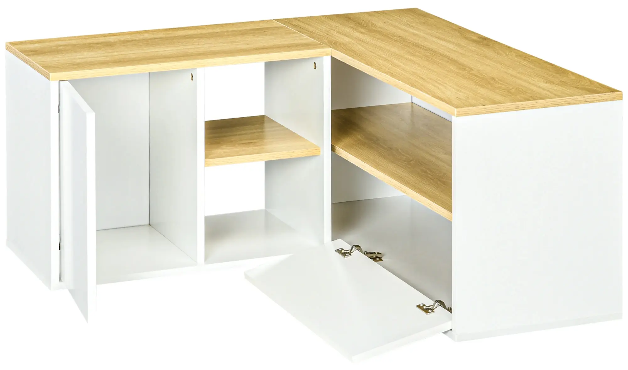 Тумба РТВ угловая Homcom 839-799V00WT (White/Oak) - 4