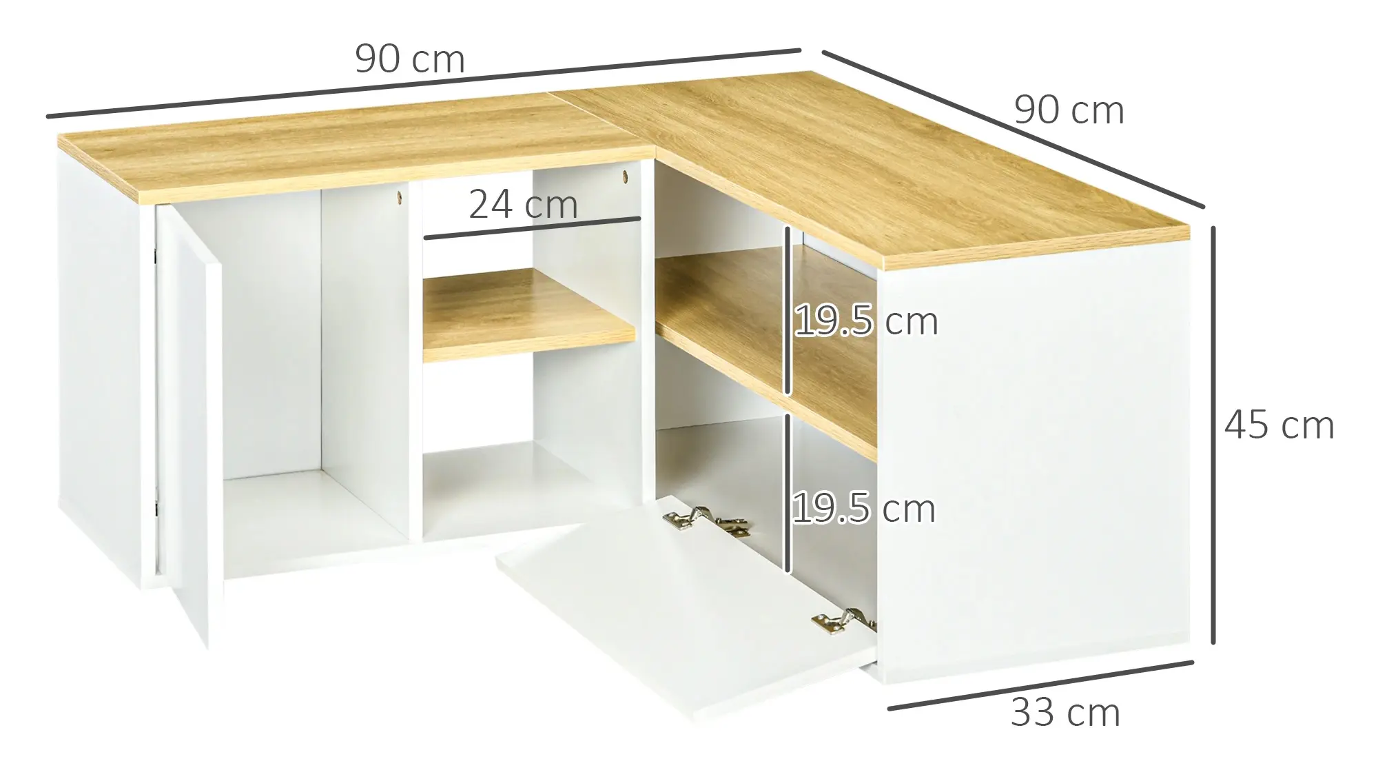 Тумба РТВ угловая Homcom 839-799V00WT (White/Oak) - 5