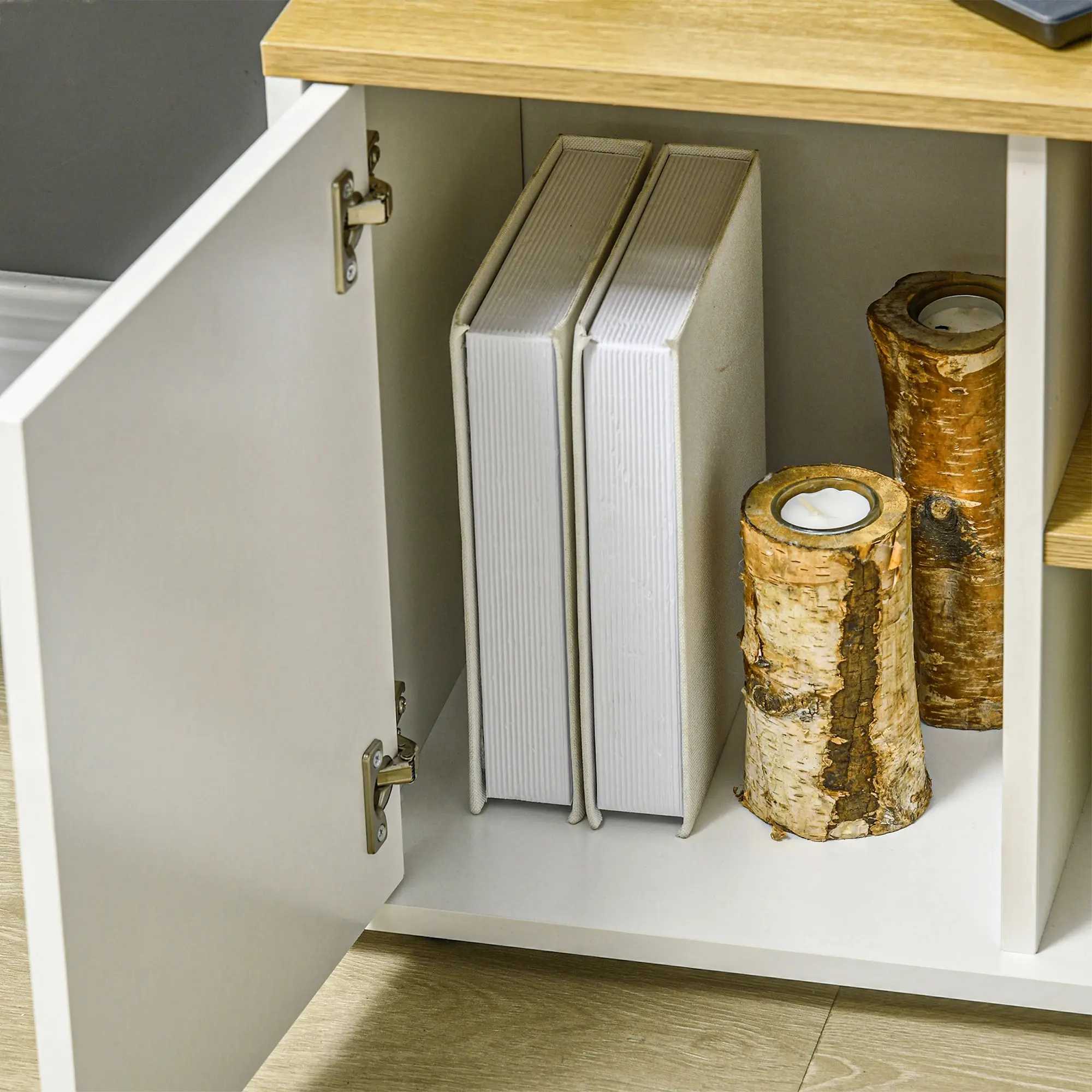 Тумба РТВ угловая Homcom 839-799V00WT (White/Oak) - 7