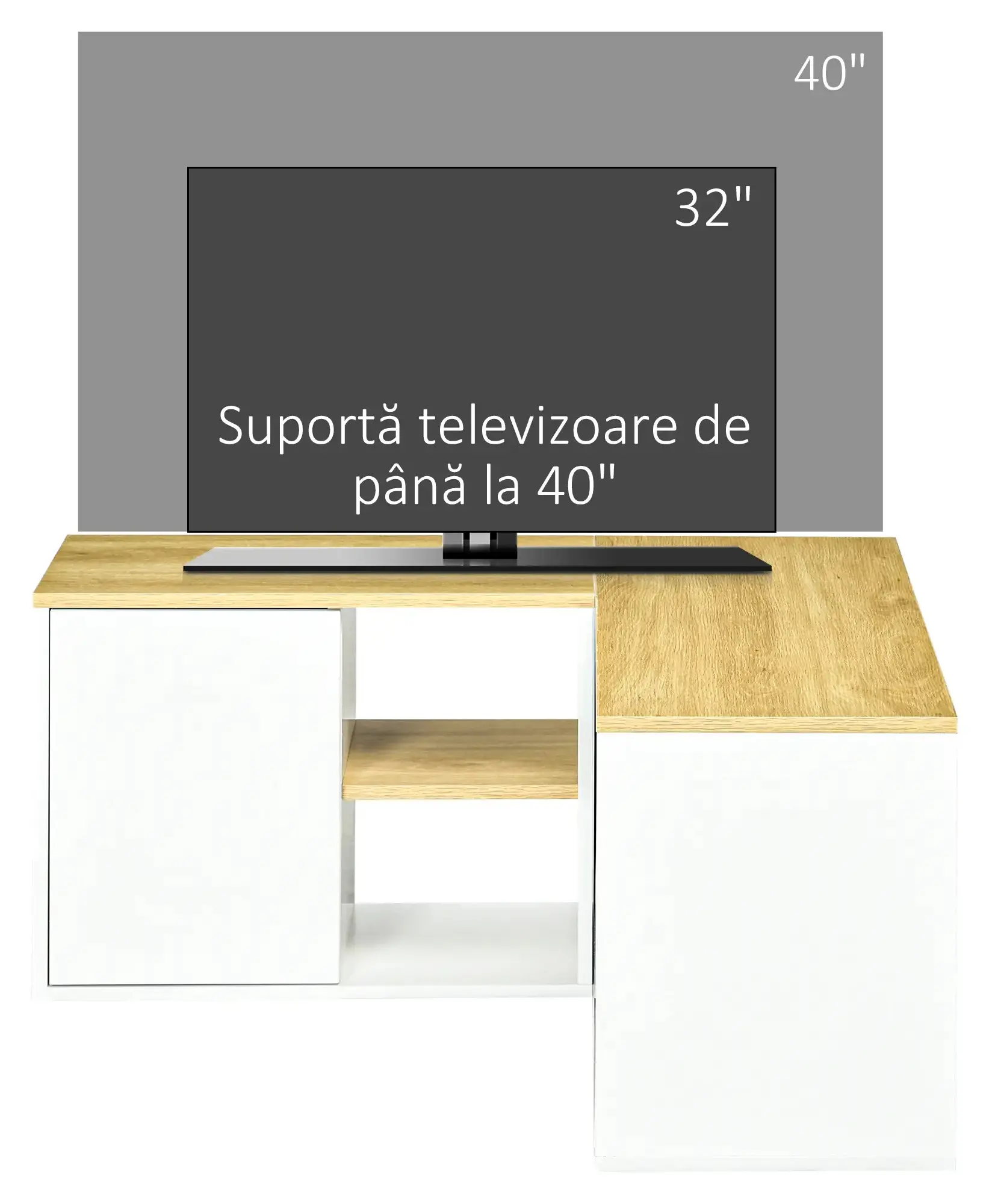 Тумба РТВ угловая Homcom 839-799V00WT (White/Oak) - 8