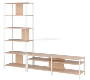 Комбинированная тумба РТВ Ikea Jattesta 240x40x194 (Белый/Светлый Бамбук)