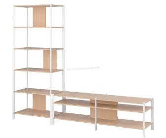 Комбинированная тумба РТВ Ikea Jattesta 240x40x194 (Белый/Светлый Бамбук)