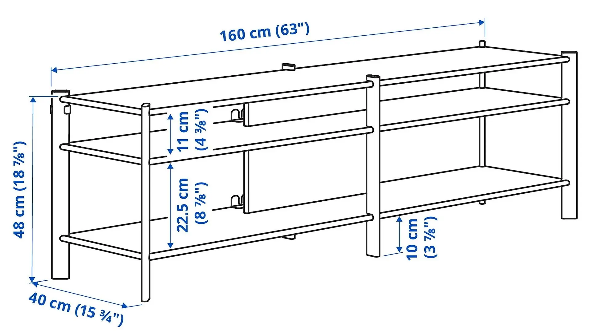Tumba pentru TV combinata Ikea Jattesta 240x40x194 (Negru)