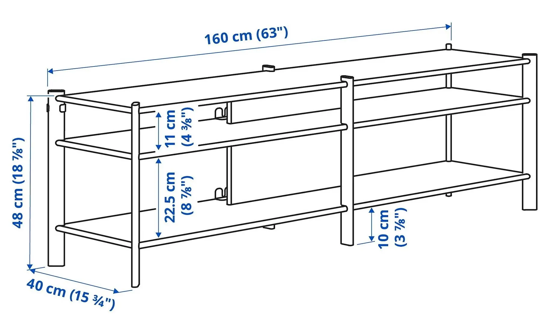 Tumba pentru TV combinata Ikea Jattesta 320x40x194 (Alb/Bambus Deschis)