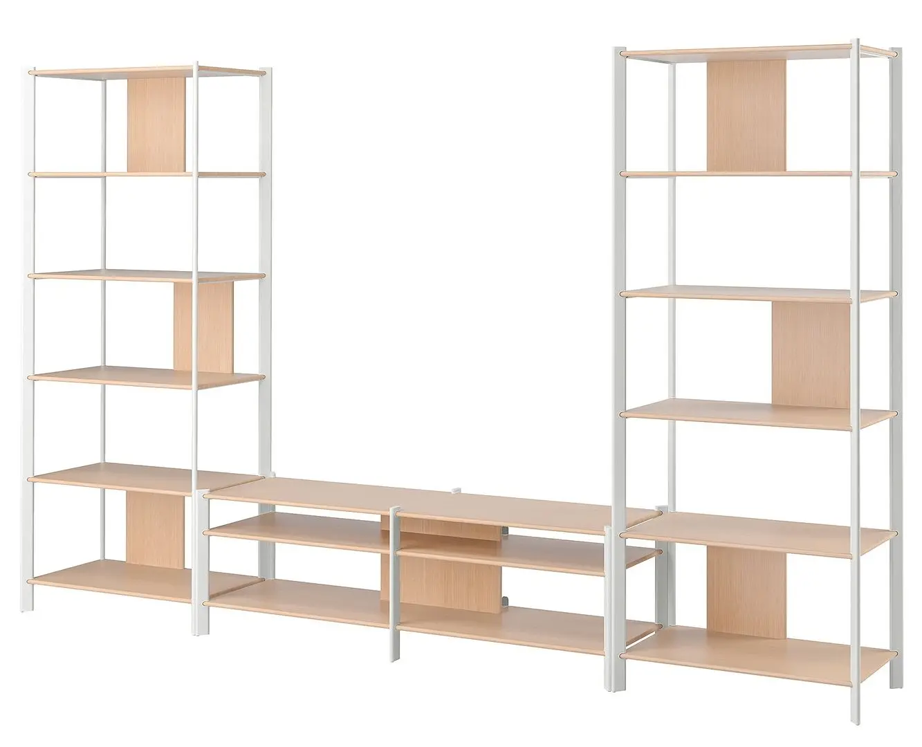 Tumba pentru TV combinata Ikea Jattesta 320x40x194 (Alb/Bambus Deschis)