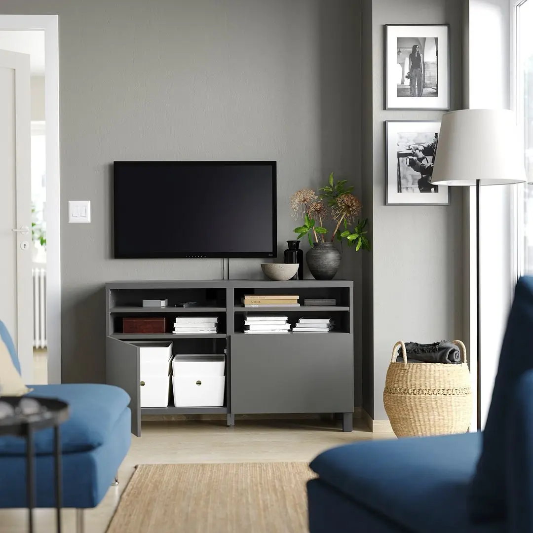 Tumba pentru TV Ikea Besta 120x42x74 (Gri Inchis/Lappviken/Stubbarp Gri Inchis)