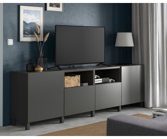 Тумба РТВ Ikea Besta 240x42x74 (Темно-серый/Лаппвикен/Стуббарп Темно-серый)