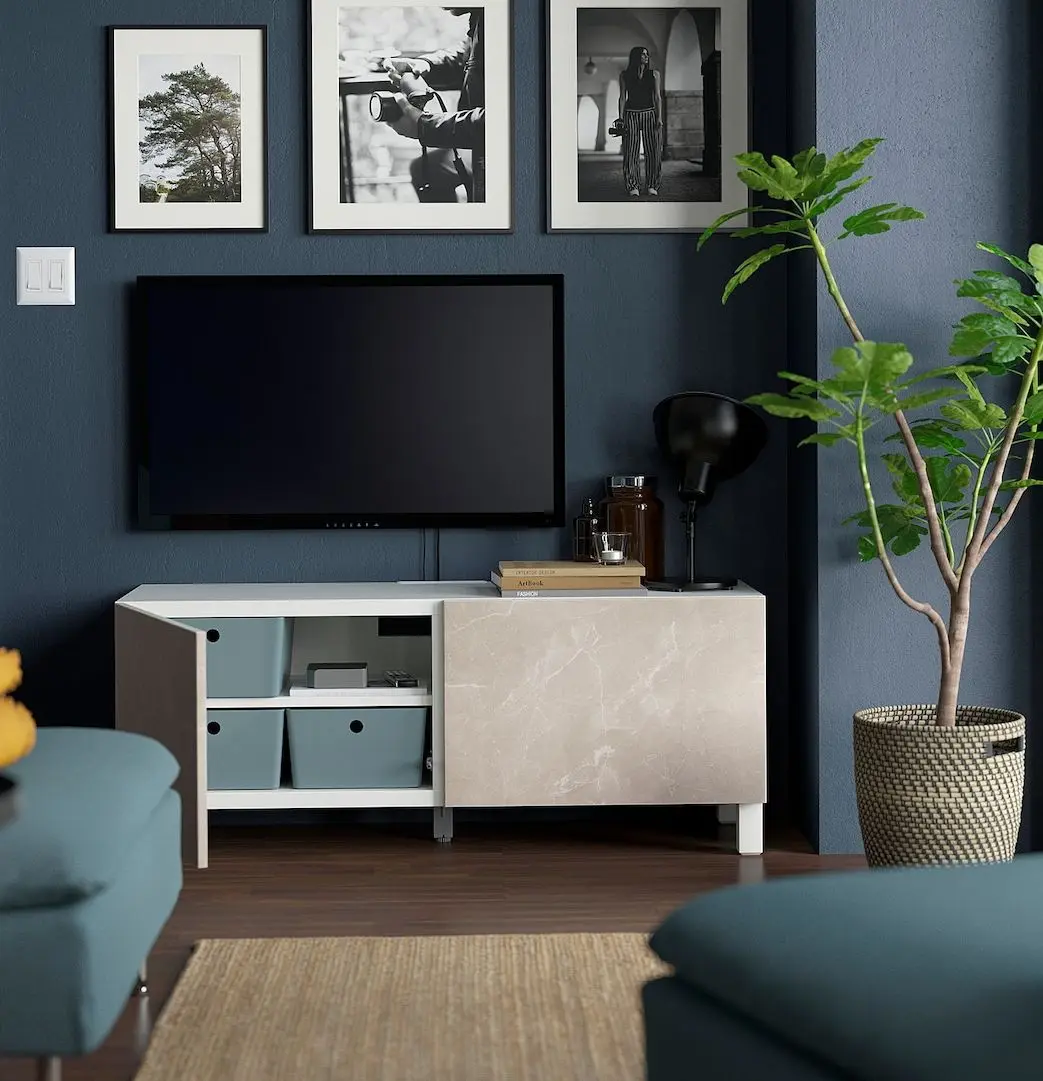 Tumba pentru TV Ikea Besta/Bergsviken/Stubbarp 120x42x48 (Alb/Bej)