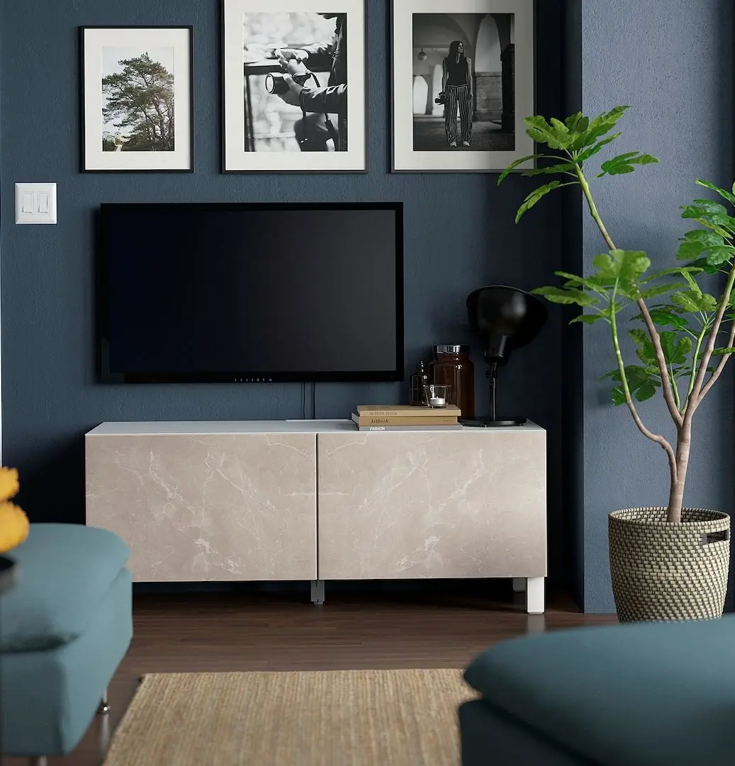 Tumba pentru TV Ikea Besta/Bergsviken/Stubbarp 120x42x48 (Alb/Bej)