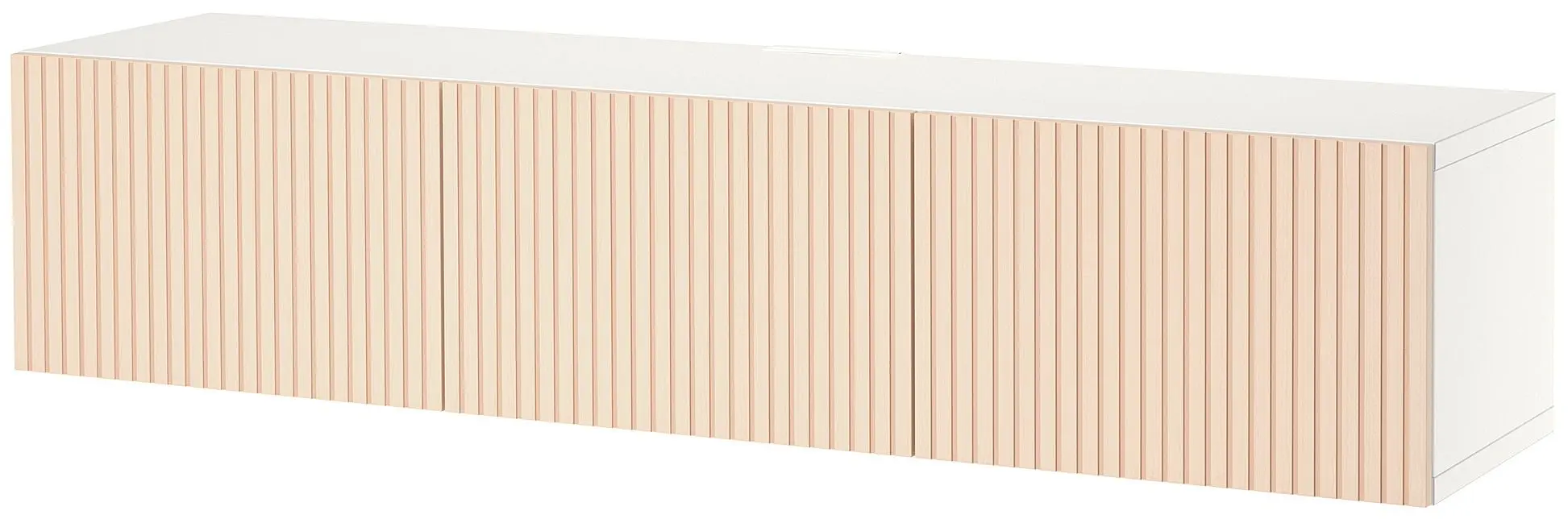 Тумба РТВ Ikea Besta/Bjorkoviken 180x42x38 (Белый/Березовый Шпон) - 2