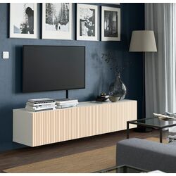 Тумба РТВ Ikea Besta/Bjorkoviken 180x42x38 (Белый/Березовый Шпон) Thumb
