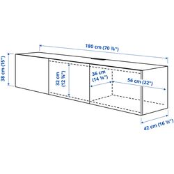 Тумба РТВ Ikea Besta/Bjorkoviken 180x42x38 (Белый/Березовый Шпон) Thumb