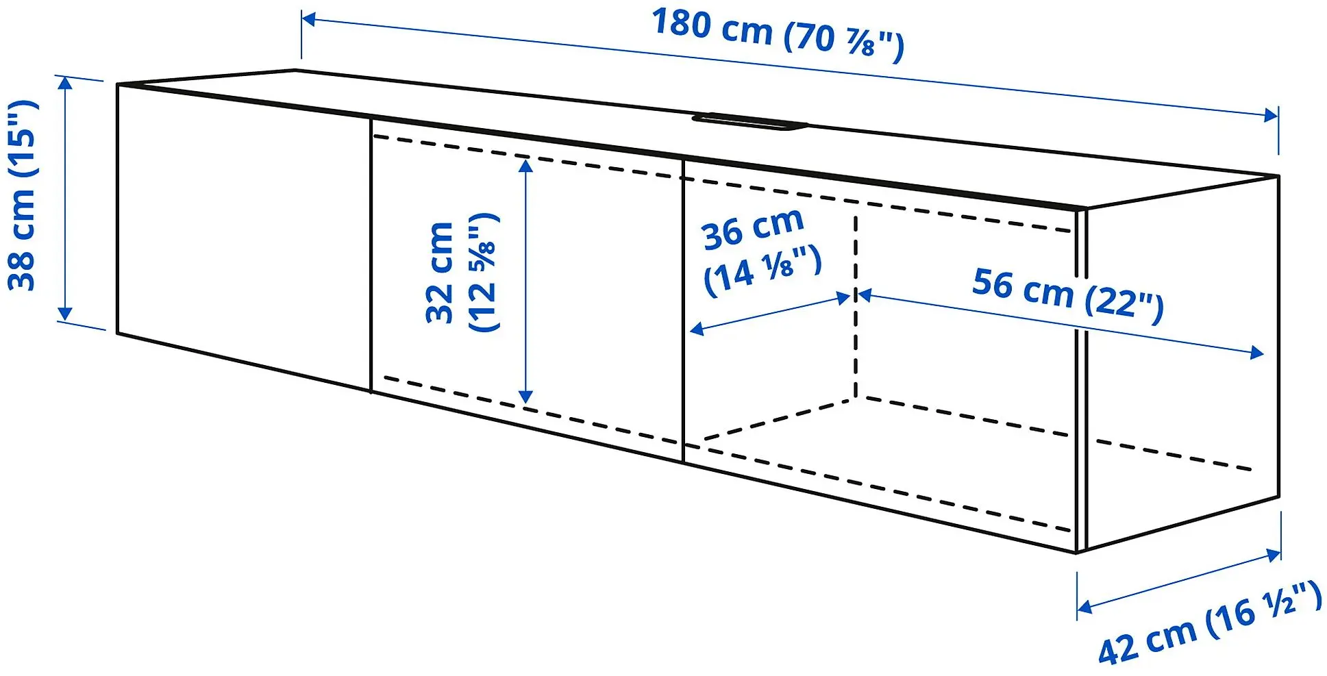 Тумба РТВ Ikea Besta/Bjorkoviken 180x42x38 (Белый/Березовый Шпон) - 7