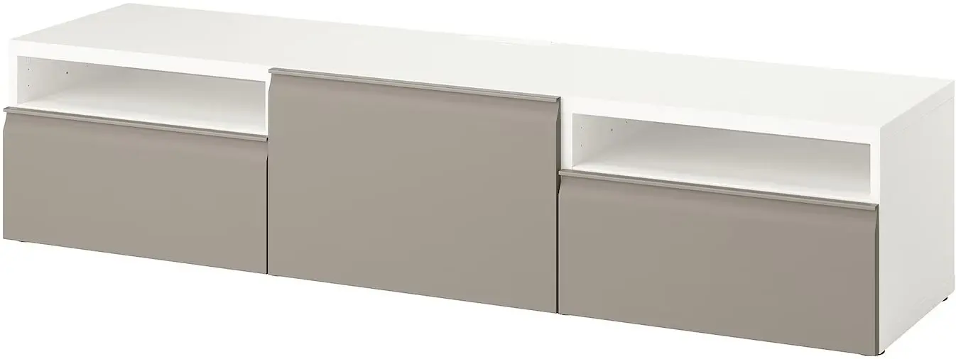 Тумба РТВ Ikea Besta/Hammarsmed 180x42x39 (Белый/Бежевый) - 2