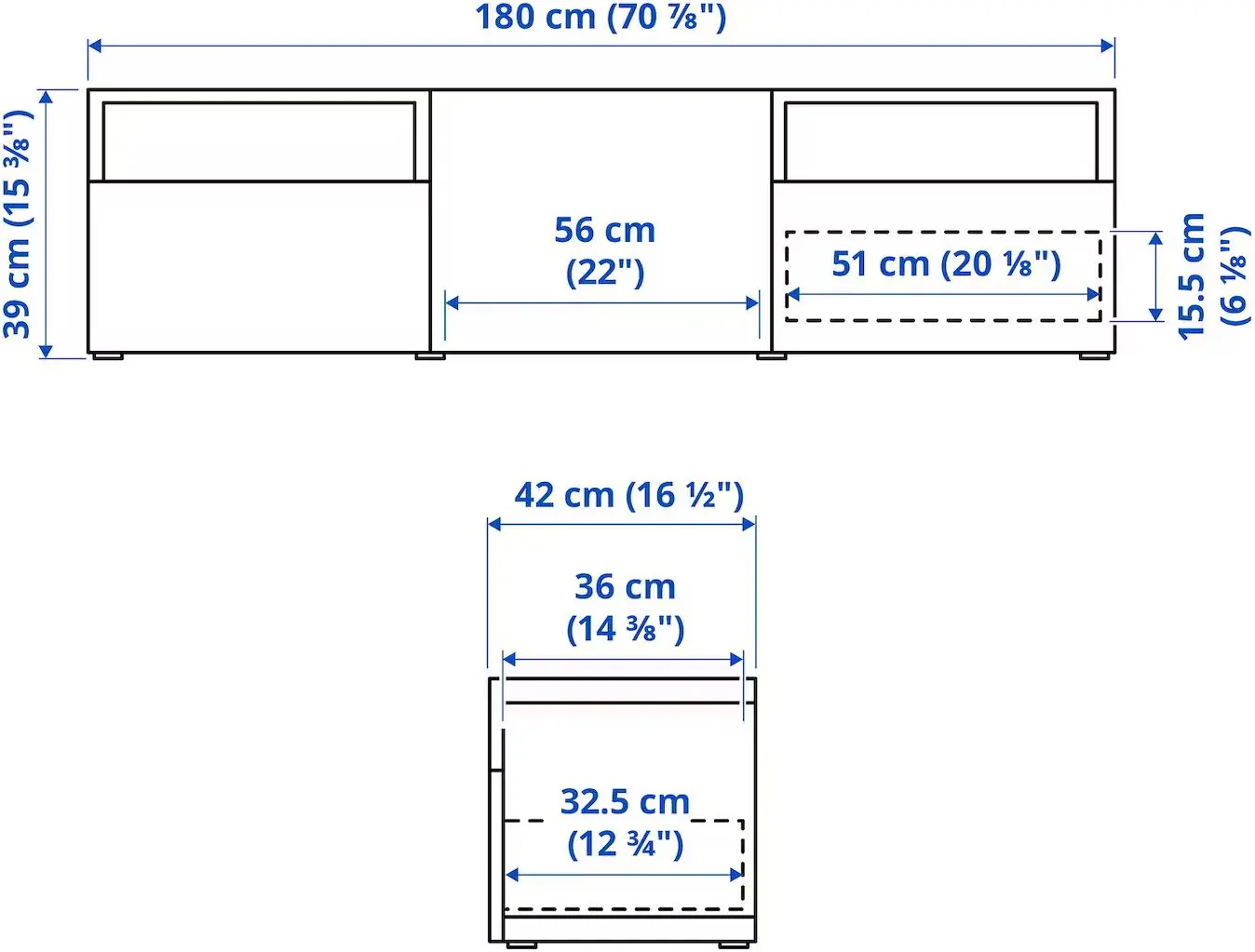 Тумба РТВ Ikea Besta/Hammarsmed 180x42x39 (Белый/Бежевый) - 10