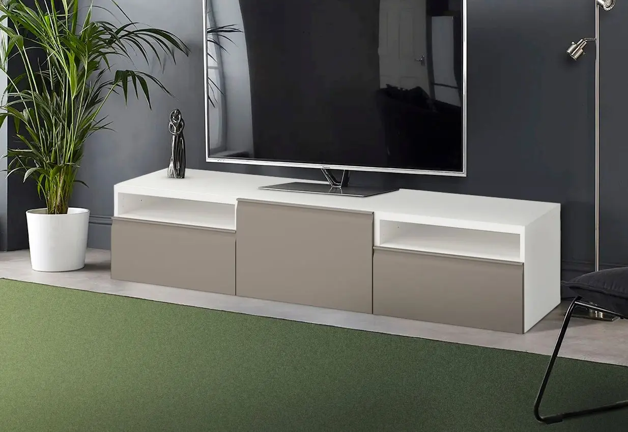 Тумба РТВ Ikea Besta/Hammarsmed 180x42x39 (Белый/Бежевый)